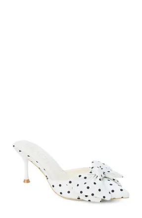 Matisse Footwear Goldie Bow Pointed Toe Mule in White Dot at Nordstrom, Size 10