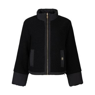 Liu Jo Fleece Jackets, female, Black, Size: XL Giacca in nylon trapuntato e maglia