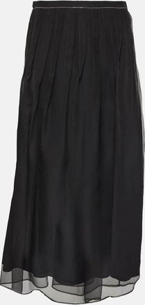 Brunello Cucinelli Embellished pleated silk midi skirt