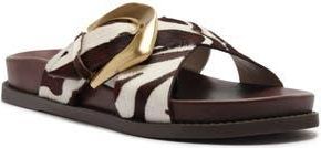Schutz Lois Genuine Goat Hair Slide Sandal in Off Brown at Nordstrom Rack, Size 5.5
