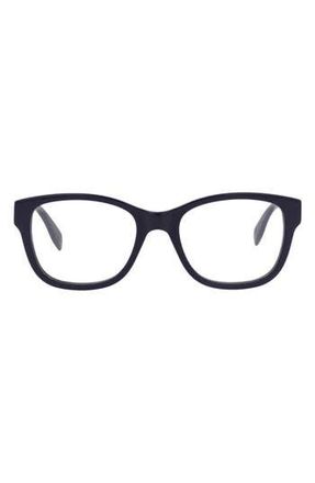 Alexander McQueen 52mm Square Optical Glasses in Blue Blue Transparent at Nordstrom Rack