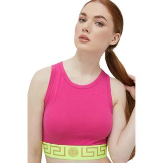 Versace Greca Border Crop Top - - Tops - Donna - Rosa - M