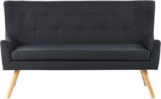 Beliani Beliani - Fabric 2-Seater Kitchen Wingback Sofa Black Polyester Light Wood Legs Bench Skibby