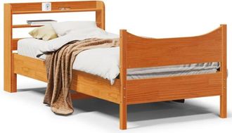 vidaXL Vidaxl - Estructura Cama Con Cabecero Madera Pino Marr&oacute;n Cera 75x190 Cm