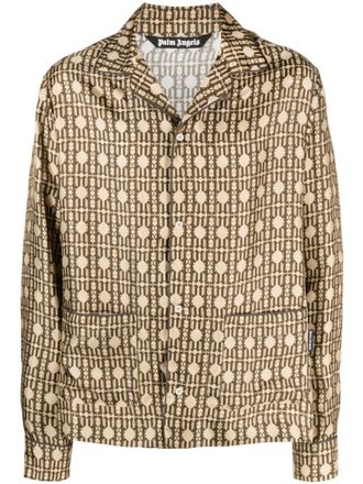 Palm Angels Camicia con stampa monogramma - Marrone