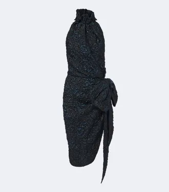 Balmain Draped jacquard halterneck midi dress