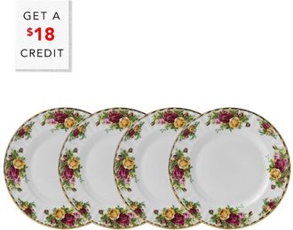 Royal Albert Old Country Roses Set Of 4 Plates With $18 Credit