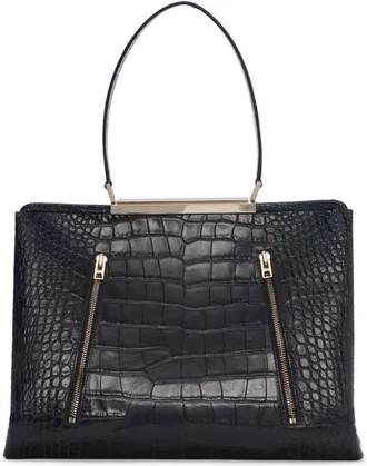 Tom Ford Patrick Croc Embossed Shoulder Bag in Black at Nordstrom