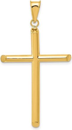 Diamond2Deal 14k Yellow Gold 3-D Polished Hollow Cross Pendant