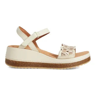 Clarks Kassanda Bar Leather Womens Heels Sandals - Cream - Size:UK 6.5