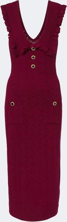 Alessandra Rich Ruffled knitted pointelle midi dress