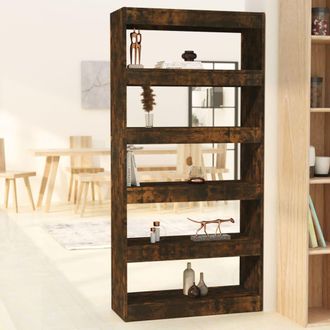 vidaXL Estanter&iacute;a/divisor Madera Ingenier&iacute;a Roble Ahumado 80x30x166 Cm Vidaxl