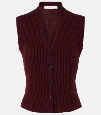 Max Mara Madre paneled wool-blend and satin vest