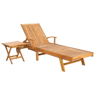 vidaXL Tumbona Con Mesa Madera De Teca Maciza Marr&oacute;n Vidaxl