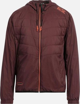 Emporio Armani Mens EA7 Lightweight Hooded Bitter Chocolate Bomber Jacket - Red - Size: 40/Regular