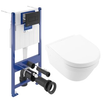 Villeroy & Boch Villeroy&boch - Pack Wc Con Bastidor + Inodoro Sin Brida + Asiento Softclose + Placa Negra (vcnarchi3-4)