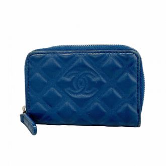 Chanel Blue Leather Coin Purse/Coin Case (Pre-Owned)