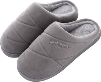 Generic Slippers Men Comfy Handmade Stitch Microsuede Fuzzy Slippers Comfy House Shoes Soft Ankle with Anti-Slip Anti-Slip Rubber Soles Womens Couple Indoor S