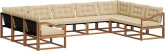 vidaXL Conjunto De Sof&aacute;s De Exterior 9 Uds. Natural Y Beige Vidaxl