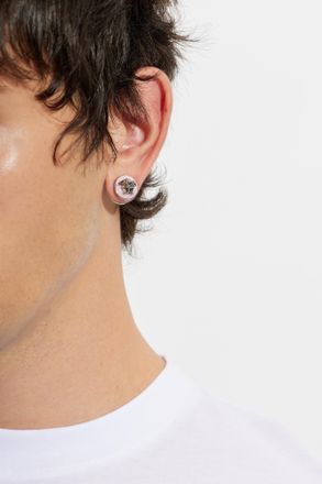 Versace Brass Earrings With Medusa Head, Unisex, Pink