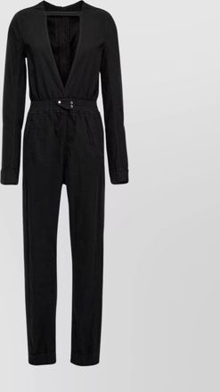 Rick Owens v-neck buttoned jumpsuit pockets detail