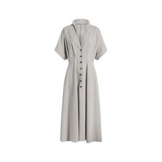 Alberta Ferretti Alberta Ferretti, Shirt Dresses, female, Gray, Size: M Tweed Shirt Dress