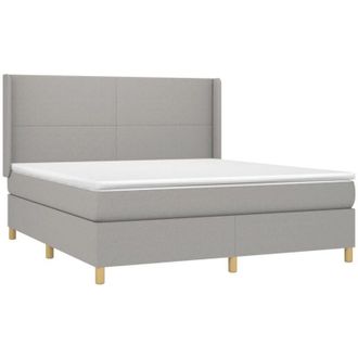 vidaXL Cama Box Spring Con Colch&oacute;n Tela Gris Claro 180x200 Cm Vidaxl