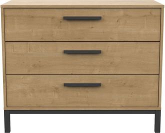 Calicosy C&oacute;moda de 3 cajones decorada en roble y negro mate - L90,7 cm