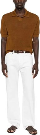 Tagliatore Finlay Crochet Katoenen Poloshirt - Heren - V-hals truien - Bruin - XL - Katoen - Truien & Vesten