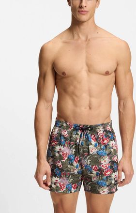 HUGO BOSS Mens BOSS Orange Piranha Mens Tropical Print Quick-Drying Swim Shorts - Open Green 351 - Size: 33/32/32