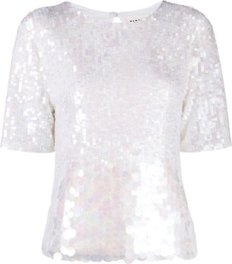 P.A.R.O.S.H. sequinned T-shirt - women - Polyamide/PVC/Polyamide/Spandex/Elastane/Spandex/Elastane - S - Neutrals