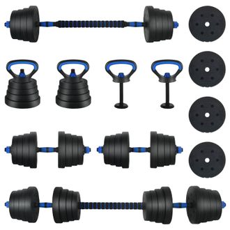 vidaXL Juego De Mancuernas 4 En 1 40kg Negro Y Azul Vidaxl