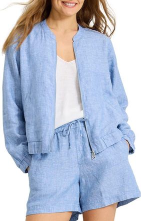 Tommy Bahama Linen Bomber Jacket in Buccaneer Blue at Nordstrom, Size X-Small