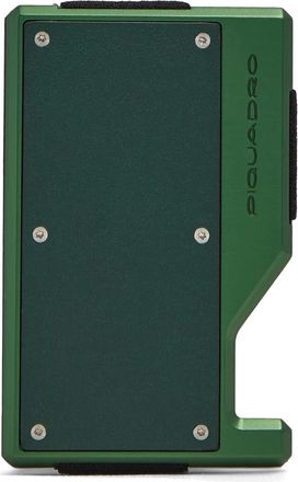 Piquadro Accessoires, Heren, Groen, ONE Size, Katoen, Aluminium Kaarthouder met Mag Safe en Elastische Band