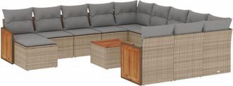 vidaXL Set Sof&aacute;s De Jard&iacute;n Con Cojines 13 Pzas Rat&aacute;n Sint&eacute;tico Beige Vidaxl