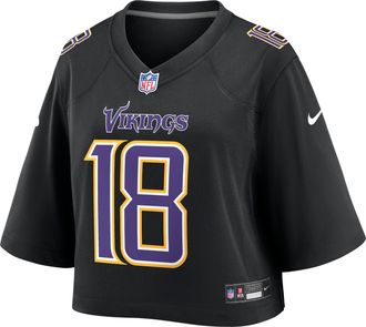 Nike Justin Jefferson Minnesota Vikings Nike Womens NFL Cropped Tundra Game Jersey in Black | WCJF00A9MF-Y4N