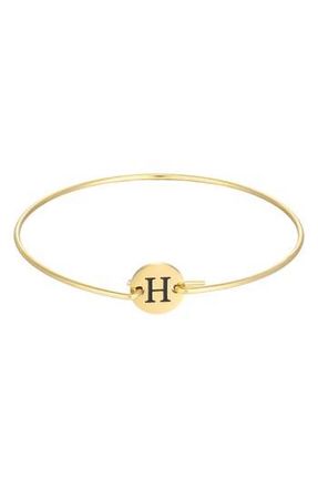 Adornia Tarnish Resistant 18K Gold Plated Initial Bangle Bracelet in Gold-H at Nordstrom Rack