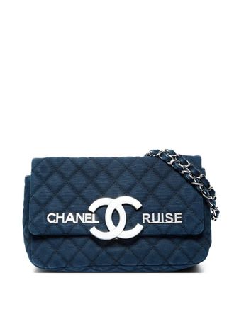 Chanel 2008-2009 gewatteerde schoudertas met omslag - Blauw