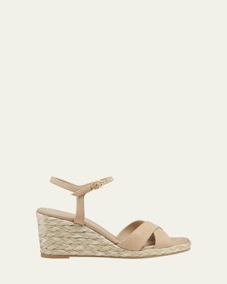 Stuart Weitzman Dayna Suede Crisscross Wedge Espadrilles