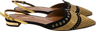 Aquazzura Marrakech Slingback Flats in Black Suede and Leather