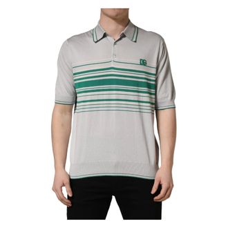 Dolce & Gabbana Polo Shirts, male, Gray, Size: 3XL Short-sleeved Polo T-shirt