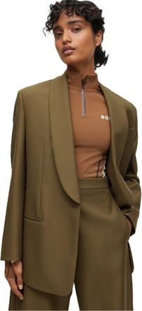 HUGO BOSS Womens Jigago Alica Solid Patterned Blazer in Green - Size 18 UK