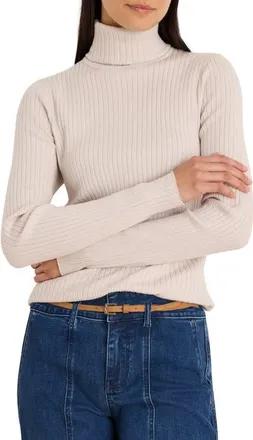 Nic+Zoe Rib Turtleneck Sweater in Sugar Cookie at Nordstrom, Size X-Large