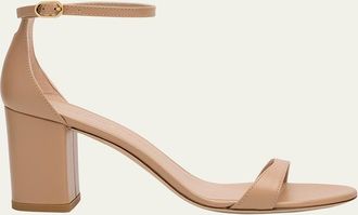 Stuart Weitzman Nudist II Leather Ankle-Strap Sandals
