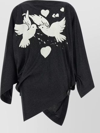 Vivienne Westwood infinity knit sweater asymmetric hem buttons print