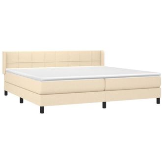 vidaXL Vidaxl - Cama Box Spring Con Colch&oacute;n Tela Color Crema 200x200 Cm