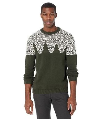 Selected Sweater Mens Olive Green Snowden Jacquard Crew Neck GBO82