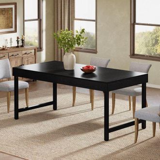 Tribesigns Tribesigns Farmhouse Dining Table for 4-6 People, 55 Inches Industrial Rectangular Kitchen Dinner Table with Heavy-Duty Metal Legs for Home, Dining