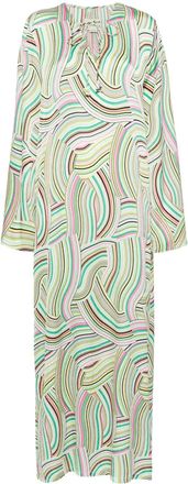 Bambah Caftano a righe geometrico - Verde