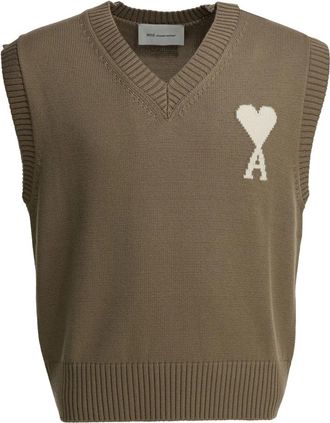 Ami Ami De Coeur Trui - Heren - Spencers - Bruin - M - Katoen - Truien & Vesten